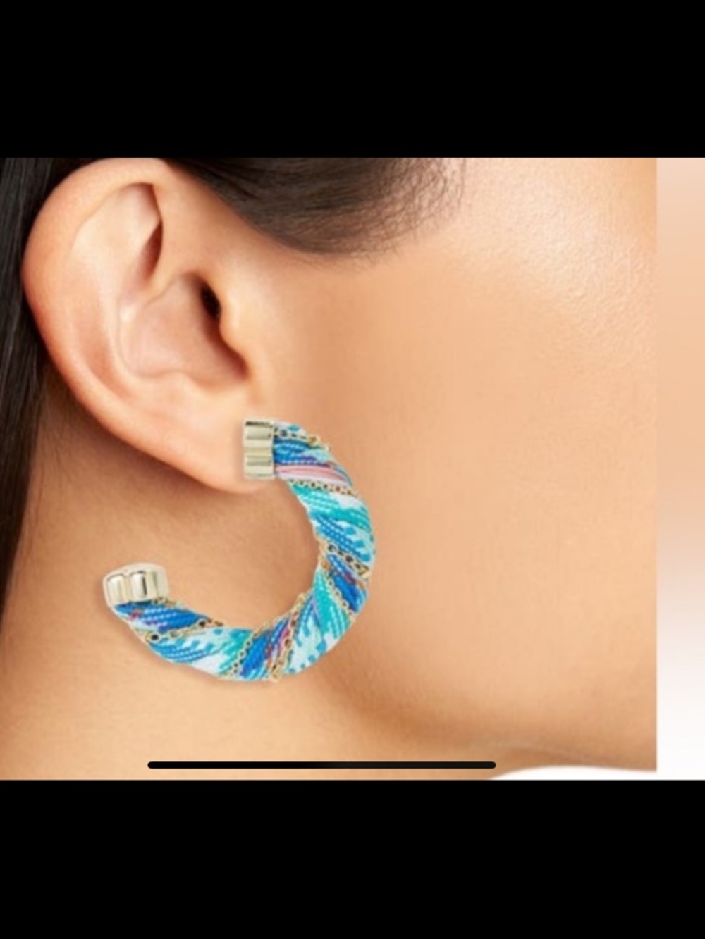 Kendra Scott Masie Multicolor Blue Aqua Twisted Corded Hoop Earrings NWT - Picture 9 of 10